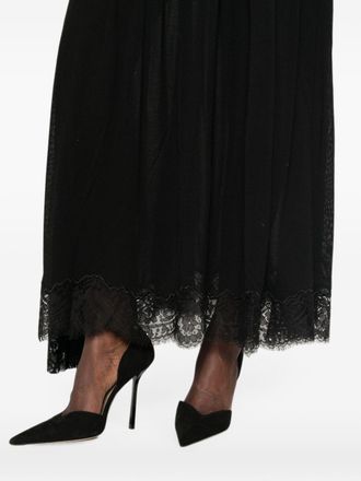 Zimmermann Pleated Lace Maxi Skirt - Black
