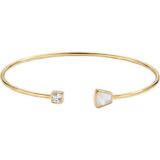 Argento Vivo Mother-of-Pearl & Cubic Zirconia Cuff Bracelet in Gold at Nordstrom