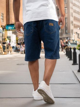 OEM Pantaloncini In Denim Larghi Da Uomo Lucky Dice Ld Classic, Blu Scuro/oro, Taglia M