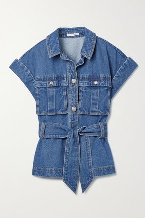 Veronica Beard Giacca In Denim Con Cintura Vistola - Blu