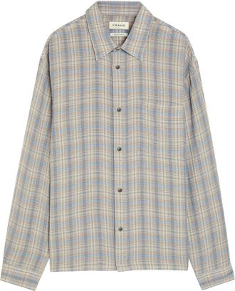 Frame Denim Plaid Woven Shirt - Blue - L