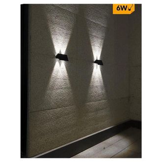Trade Shop Trade Shop Traesio - Trade Shop - Applique Biemissione Led Lampada Solare Parete Ip65 Luce 3000k 6500k Nero Yh0616