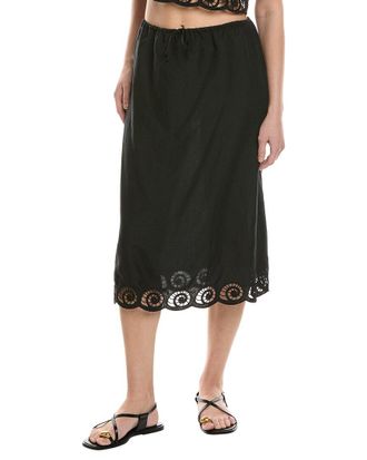 Onia Air Linen-Blend Scallop Midi Skirt