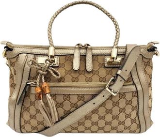 Gucci Pre-owned GG Canvas Schoudertas - Dames - Vintage Handtas - Beige - ONE Size - Leer - Vintage