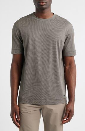 Emporio Armani Micropattern Lyocell & Cotton T-Shirt in Solid Black at Nordstrom, Size Xx-Large