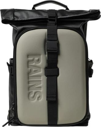 Rains Stijlvolle Zwarte Rolltop Rugzak - Heren - Rugzakken - Veelkleurig - ONE Size - Polyester - Tassen