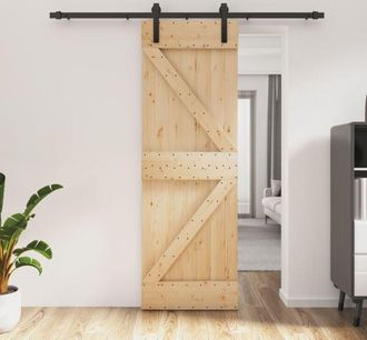 vidaXL Furniture Limited - Puerta Corredera Con Herrajes Madera Maciza