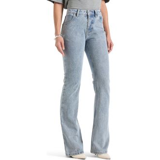 Mani&egrave;re De Voir Abbie Stacked Fit And Flare Jean in Mid Blue at Nordstrom, Size 10
