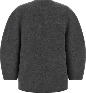 Fendi Womens Gray Virgin Wool Coat Clothing