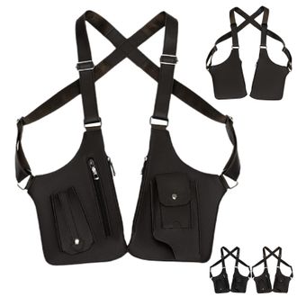 Generic Underarm Shoulder Bag For Men, Double Shoulder Armpit Bag, Anti Theft PU Leather Shoulders Holster Bags, Adjustable Shoulders Strap Pouch, Multi Pocke