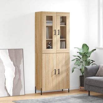 vidaXL Vidaxl - Aparador Alto Madera Contrachapada Color Roble 69,5x34x180 Cm