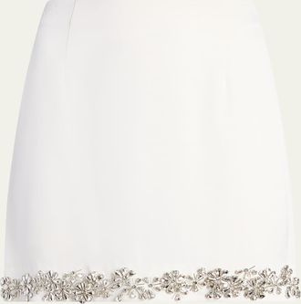 Cinq &agrave; Sept Adona Tumbling Flowers Crepe Mini Skirt