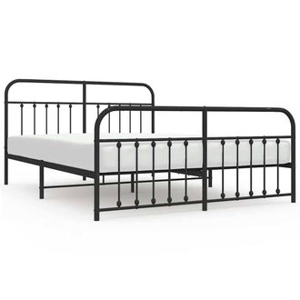 Berkfield Home Metal Bed Frame with Headboard & Footboard Black 183x213 cm