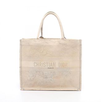 Dior Gray Ivory Canvas Handbag Tote Bag (Pre-Owned)
