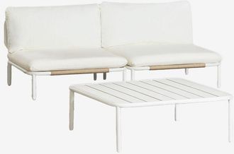 Sklum Sklum - Conjunto De Jard&iacute;n Con Sof&aacute; Modular De 2 Piezas Y Mesa De Centro Roubly