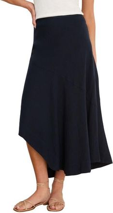Nic+Zoe Long Engagement Rumba Linen Blend Skirt in Dark Indigo at Nordstrom, Size Xx-Large
