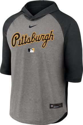 Nike Pittsburgh Pirates Authentic Collection Flux Nike Mens Dri-FIT MLB 3/4-Sleeve Hooded T-Shirt in Black | 04HI096NPTB-LQZ