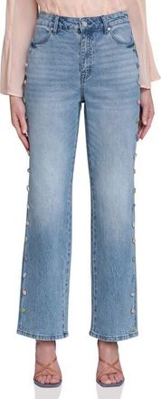 Avec Les Filles Stone Detail Jeans in Flutter Wash at Nordstrom, Size 26