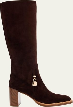Gabriela Hearst Nina Knee-High Suede Clasp Boots