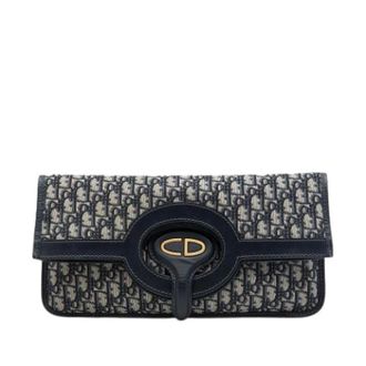 Dior Pre-owned Canvas Clutch - Dames - Pre-owned - Blauw - Maat: ONE Size Leer