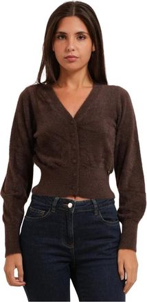 Yes-Zee Cropped Cardigan - Dames - Vesten - Bruin - XS - Polyester - Truien & Vesten