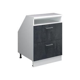 Vicco Armario De Cocina Para Techo Inclinado R-line, Hormig&oacute;n Negro, 60 Cm Con 2 Cajones, Carcasa 60 Cm De Profundidad, Vicco
