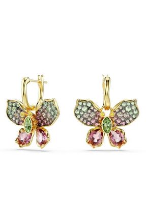 Swarovski Idyllia Butterfly Crystal Stud Earrings in Gold Multi at Nordstrom