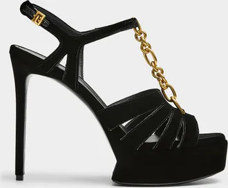 Balmain Womens Sync velvet platform sandals