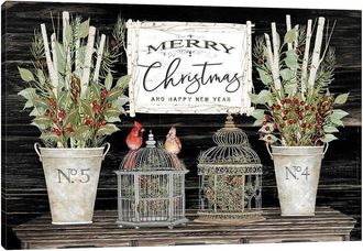 iCanvas Icanvas Floral Merry Christmas Wall Art