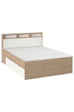 MID.YOU Mid.you Stauraumbett, Wei&szlig;, Eichefarben, Holzwerkstoff, Holzoptik, 2 Schublade(n) Schubladen, 140x200 cm, mit Schubk&auml;sten, f&uuml;r Lattenrost geeignet, Ba