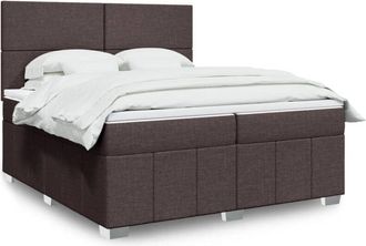 vidaXL Vidaxl - Cama Box Spring Con Colch&oacute;n Tela Marr&oacute;n Oscuro 200x200 Cm