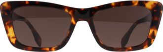 Fendi Rectangle Womens Dark Havana Green FE40185I Lettering - Brown - One Size