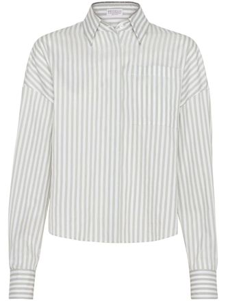 Brunello Cucinelli Camicia a righe - Bianco