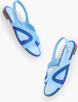 Talbots Keri Curved Raffia Slides - Chambray/Blue Majesty - 10 1/2 M Talbots