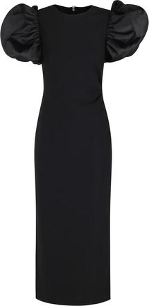 Rotate Rotate Birger Christensen, Kleedjes, Dames, Zwart, 2Xs, Gedrapeerde Midi Pofjurk