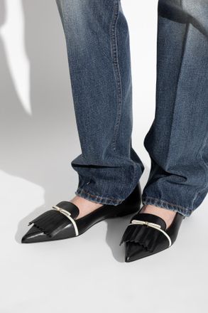 Ferragamo Leather Ballerinas, Womens, Black