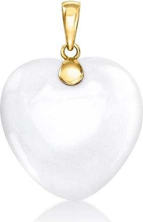 Ross-Simons White Agate Heart Pendant in 10kt Yellow Gold