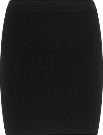 Alexander Wang Alexander Wang, Short Skirts, female, Black, Size: M Wool Mini Skirt with Logo Patch