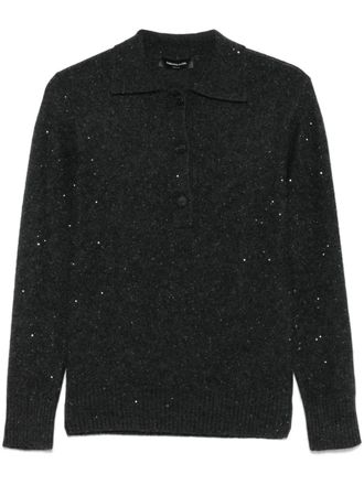 Fabiana Filippi sequin-embellished polo sweater - Grey