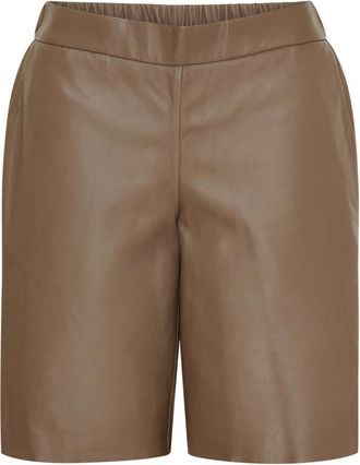 Notyz Lederen shorts met langere pijpen - Dames - Korte Broeken - Bruin - XS - Leer - Korte Broeken