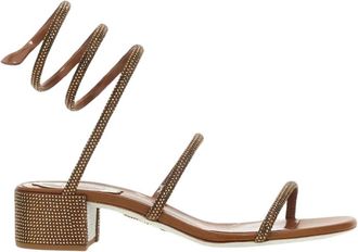 Rene Caovilla High Heel Sandals, female, Beige, 4 UK, Crystal Low Heel Sandals
