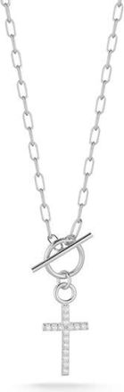 Sphera Milano Cubic Zirconia Cross Toggle Pendant Necklace in Silver at Nordstrom Rack