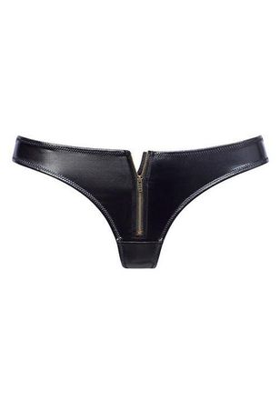Lascana Womens Faux Leather Zip Thong in Black at Nordstrom, Size 10