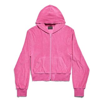 Balenciaga (WMNS) Balenciaga BB Motel Zip-up Hoodie Fitted Dark Pink 791755TQVU85803