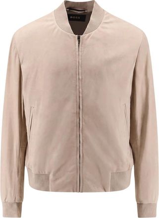 HUGO BOSS Bomberjack - Heren - Bomber jackets - Beige - 2XL - Leer - Jassen