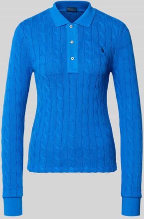 Polo Ralph Lauren Strickpullover mit Zopfmuster und Polokragen in Royal, Gr&ouml;&szlig;e XXL
