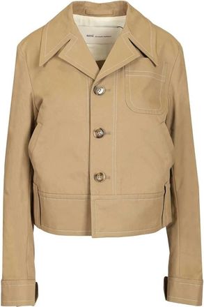 Ami Jassen, Dames, Beige, S, Katoen, Jacket met Knopen van Katoen