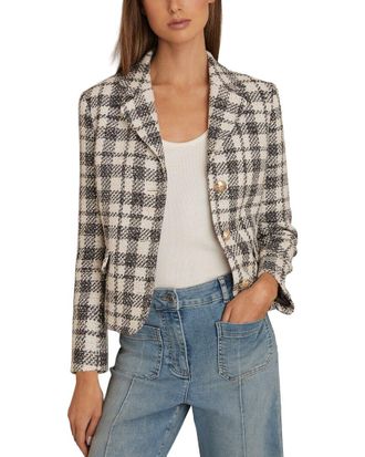 Reiss Carly Check Cropped Jacket