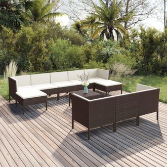 vidaXL 11 Pcs Garden Lounge Set Con Coj&iacute;n Mimbre Pe Brown