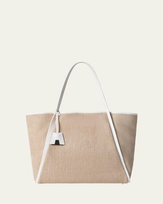 Akris Alex Raffia & Leather Tote Bag